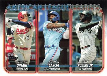 2024 Topps #179 American League Leaders Home Runs (Shohei Ohtani / Adolis García / Luis Robert Jr.) Front