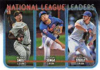 2024 Topps #212 National League Leaders ERA (Blake Snell / Kodai Senga / Justin Steele) Front