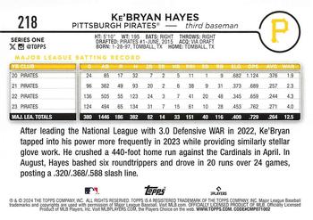 2024 Topps #218 Ke'Bryan Hayes Back