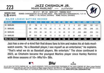 2024 Topps #223 Jazz Chisholm Jr. Back
