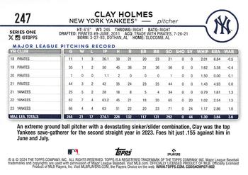 2024 Topps #247 Clay Holmes Back