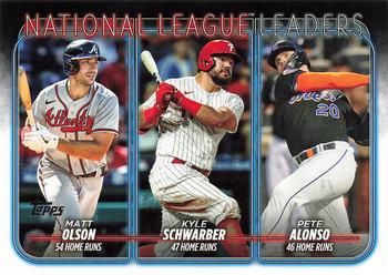 2024 Topps #260 National League Leaders Home Runs (Matt Olson / Kyle Schwarber / Pete Alonso) Front