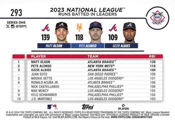 2024 Topps #293 National League Leaders Runs Batted In (Matt Olson / Pete Alonso / Ozzie Albies) Back