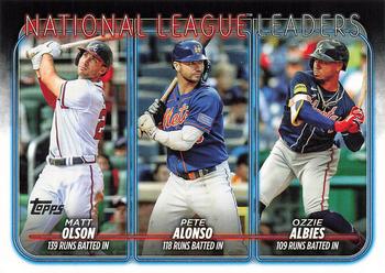 2024 Topps #293 National League Leaders Runs Batted In (Matt Olson / Pete Alonso / Ozzie Albies) Front