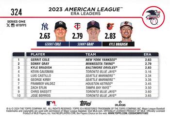 2024 Topps #324 American League Leaders ERA (Gerrit Cole / Sonny Gray / Kyle Bradish) Back