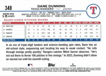 2024 Topps #348 Dane Dunning Back
