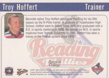 2001 Multi-Ad Reading Phillies Alvernia College Edition #28 Troy Hoffert Back
