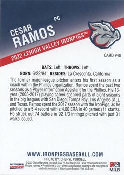 2022 Choice Lehigh Valley IronPigs #40 Cesar Ramos Back
