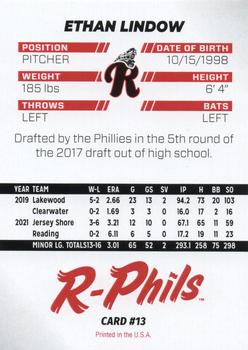 2022 R-Phils Philadelphia Phillies Top 25 Prospects #13 Ethan Lindow Back