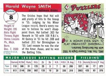 1955 Topps Sports Illustrated #8 Hal Smith Back