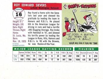 1955 Topps Sports Illustrated #16 Roy Sievers Back