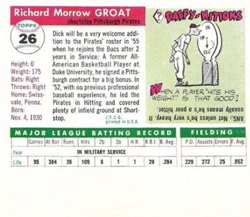 1955 Topps Sports Illustrated #26 Dick Groat Back