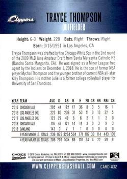2019 Choice Columbus Clippers #32 Trayce Thompson Back