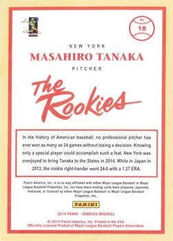 2014 Donruss The Rookies #18 Masahiro Tanaka Back