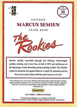 2014 Donruss The Rookies #26 Marcus Semien Back