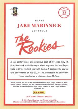 2014 Donruss The Rookies #33 Jake Marisnick Back