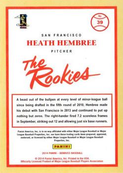 2014 Donruss The Rookies #39 Heath Hembree Back