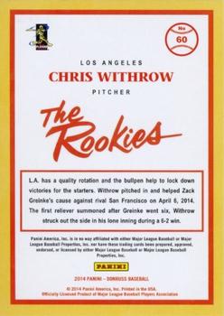 2014 Donruss The Rookies #60 Chris Withrow Back