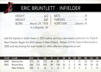 2002 Round Rock Express #NNO Eric Bruntlett Back