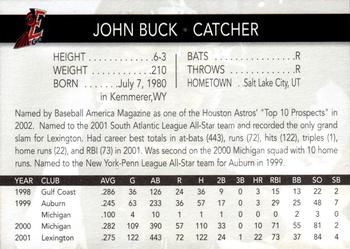 2002 Round Rock Express #NNO John Buck Back
