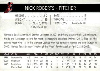 2002 Round Rock Express #NNO Nick Roberts Back