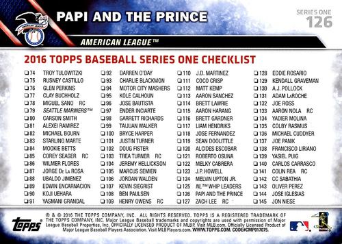 2016 Topps 5x7 #126 Papi And The Prince Back