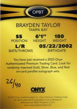 2023 Onyx Premium - Gold #OPBT Brayden Taylor Back