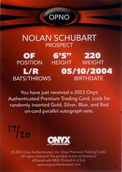 2023 Onyx Premium - Red #OPNO Nolan Schubart Back