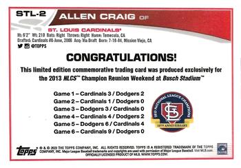 2023 Topps St. Louis Cardinals 2013 NLCS Championship Reunion #STL-2 Allen Craig Back