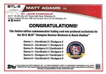 2023 Topps St. Louis Cardinals 2013 NLCS Championship Reunion #STL-5 Matt Adams Back