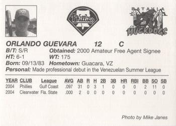 2005 Batavia Muckdogs #NNO Orlando Guevara Back