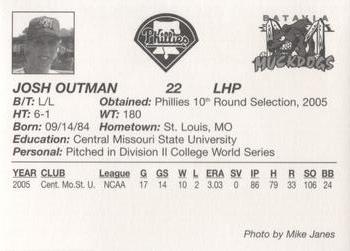 2005 Batavia Muckdogs #NNO Josh Outman Back