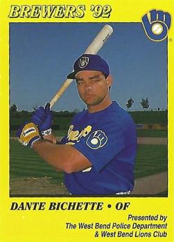1992 Milwaukee Brewers Police - West Bend Police Department & West Bend Lions Club #NNO Dante Bichette Front