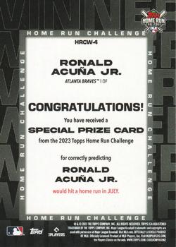 2023 Topps - Home Run Challenge Winners July #HRCW-4 Ronald Acuña Jr. Back