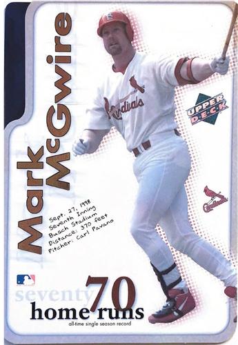 1998 Upper Deck Authenticated Mark McGwire 62/70 Home Runs 3x5 #NNO Mark McGwire Front