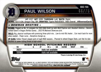 2023 Bowman Draft Sapphire Edition - Yellow #BDC-186 Paul Wilson Back