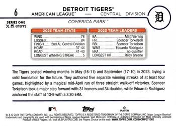 2024 Topps - Gold Foil #6 Detroit Tigers Back