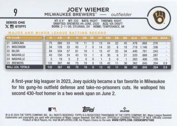 2024 Topps - Gold Foil #9 Joey Wiemer Back