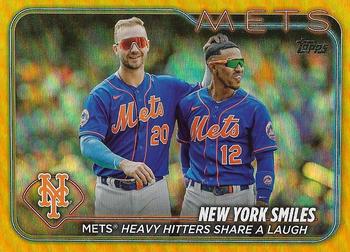2024 Topps - Gold Foil #38 New York Smiles: Mets Heavy Hitters Share a Laugh Front