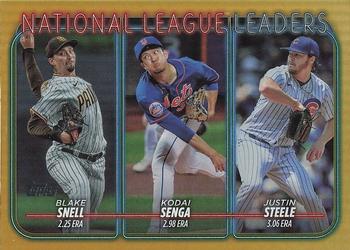 2024 Topps - Gold Foil #212 National League Leaders ERA (Blake Snell / Kodai Senga / Justin Steele) Front