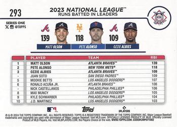 2024 Topps - Gold Foil #293 National League Leaders Runs Batted In (Matt Olson / Pete Alonso / Ozzie Albies) Back