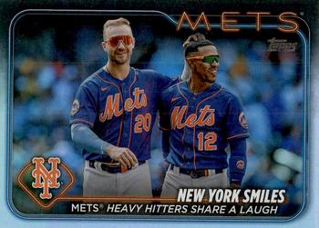 2024 Topps - Rainbow Foil #38 New York Smiles: Mets Heavy Hitters Share a Laugh Front