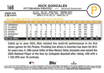 2024 Topps - Rainbow Foil #168 Nick Gonzales Back