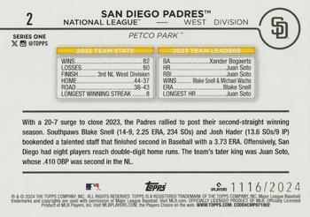 2024 Topps - Gold #2 San Diego Padres Back