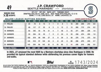 2024 Topps - Gold #49 J.P. Crawford Back