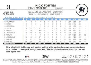 2024 Topps - Gold #81 Nick Fortes Back