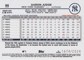 2024 Topps - Gold #99 Aaron Judge Back