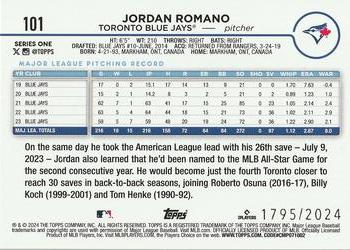 2024 Topps - Gold #101 Jordan Romano Back