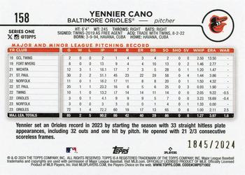 2024 Topps - Gold #158 Yennier Cano Back