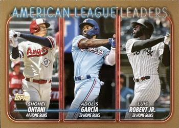 2024 Topps - Gold #179 American League Leaders Home Runs (Shohei Ohtani / Adolis García / Luis Robert Jr.) Front